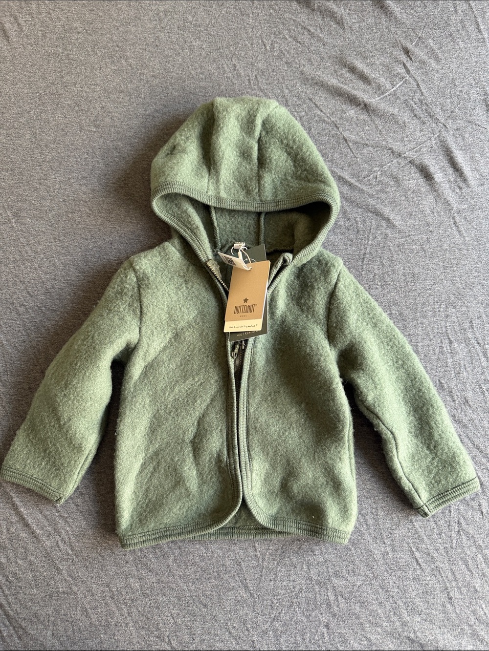 BNWT Huttelihut 100% Merino Wool Fleece Hooded Kids Jacket 9M
